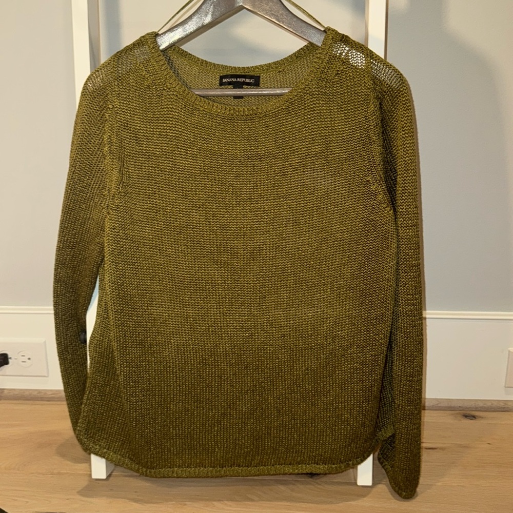 Banana Republic LINEN-BLEND BOAT-NECK SWEATER EUC size L